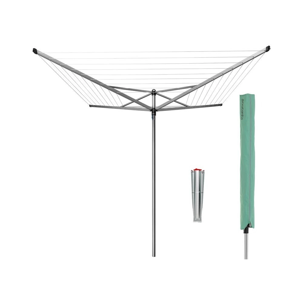Сушилка для белья напольная уличная Brabantia Topspinner 50 м 1920х2950х2950 мм серая металлик