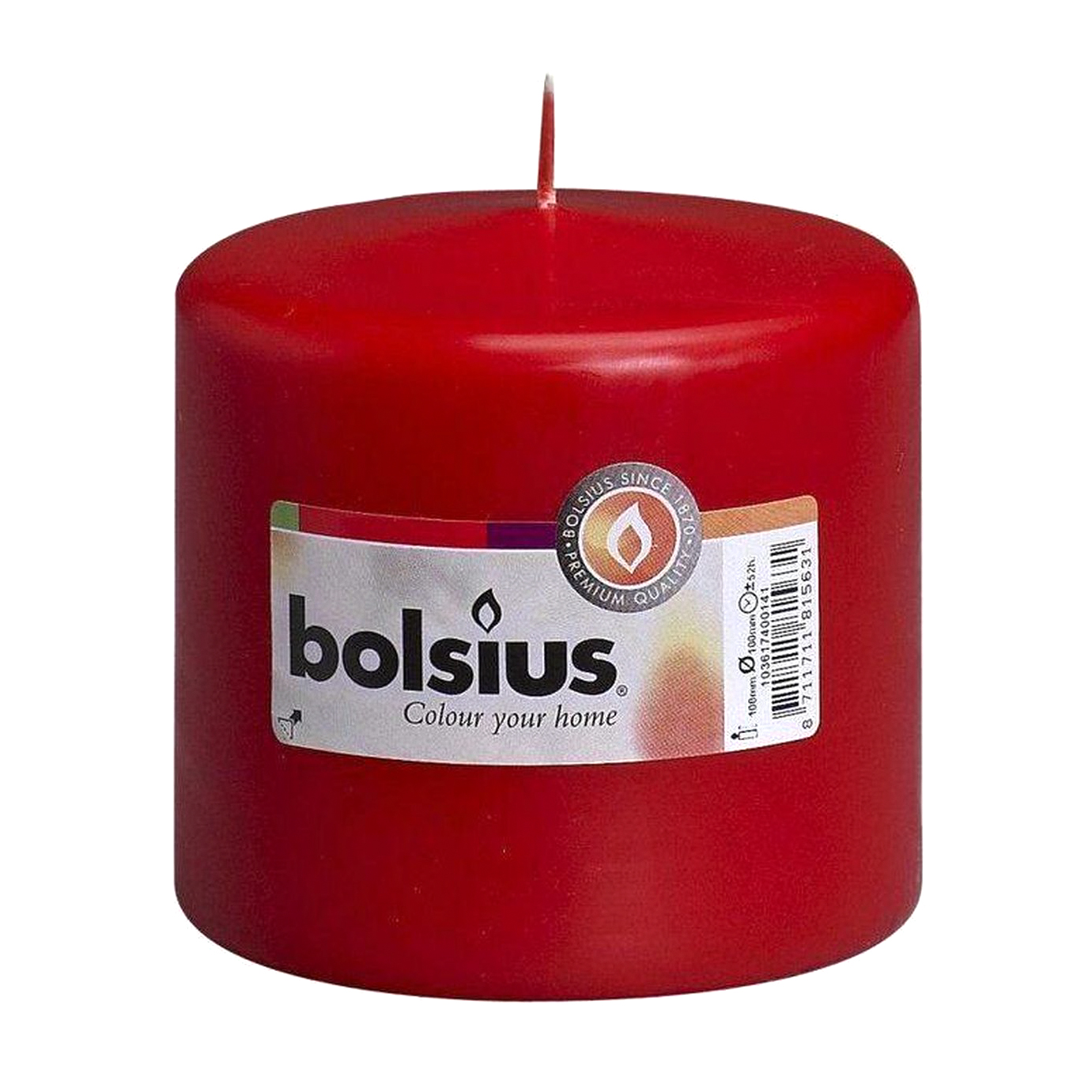 Свеча Bolsius 10x10 см красная