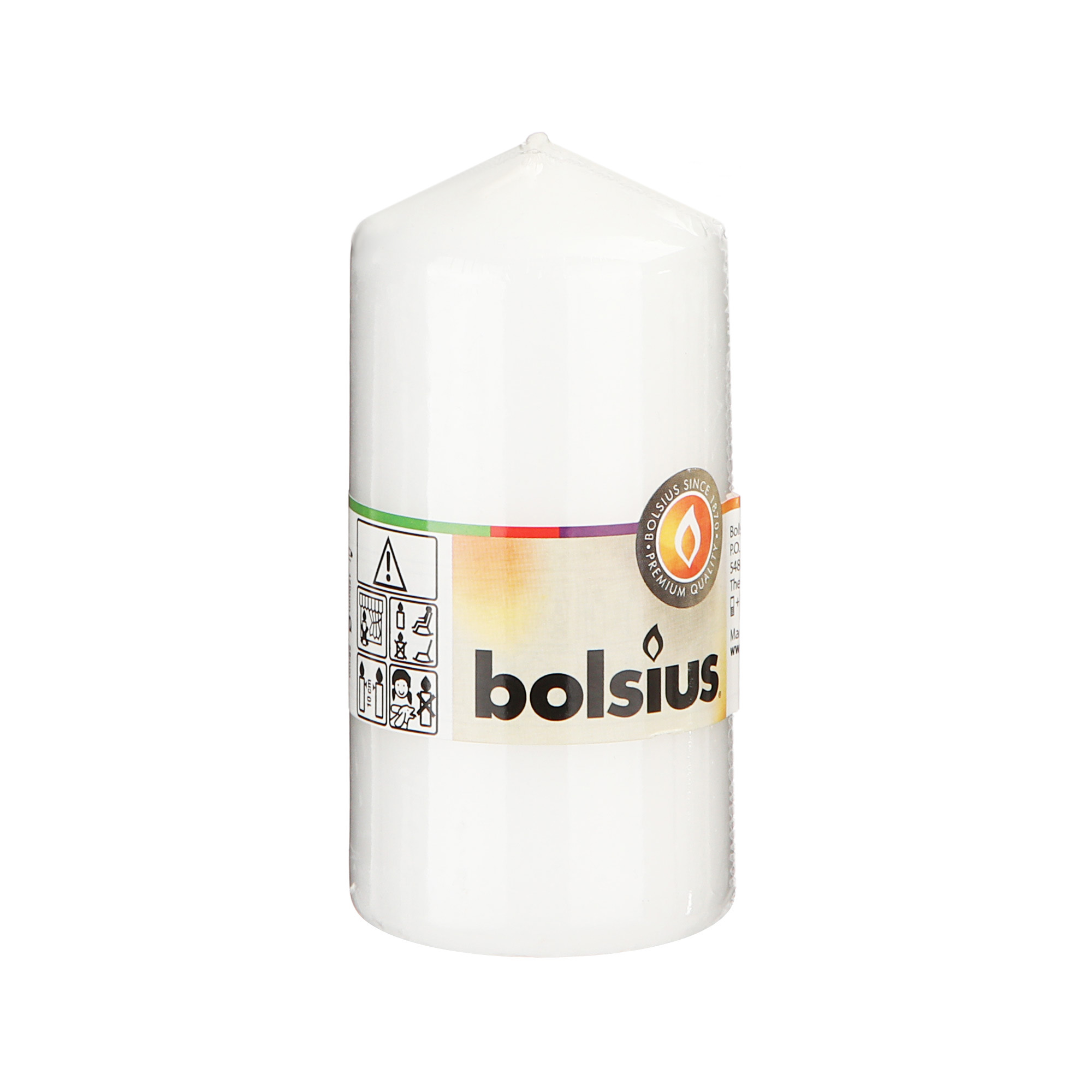 Свеча Bolsius 12х6 см белая