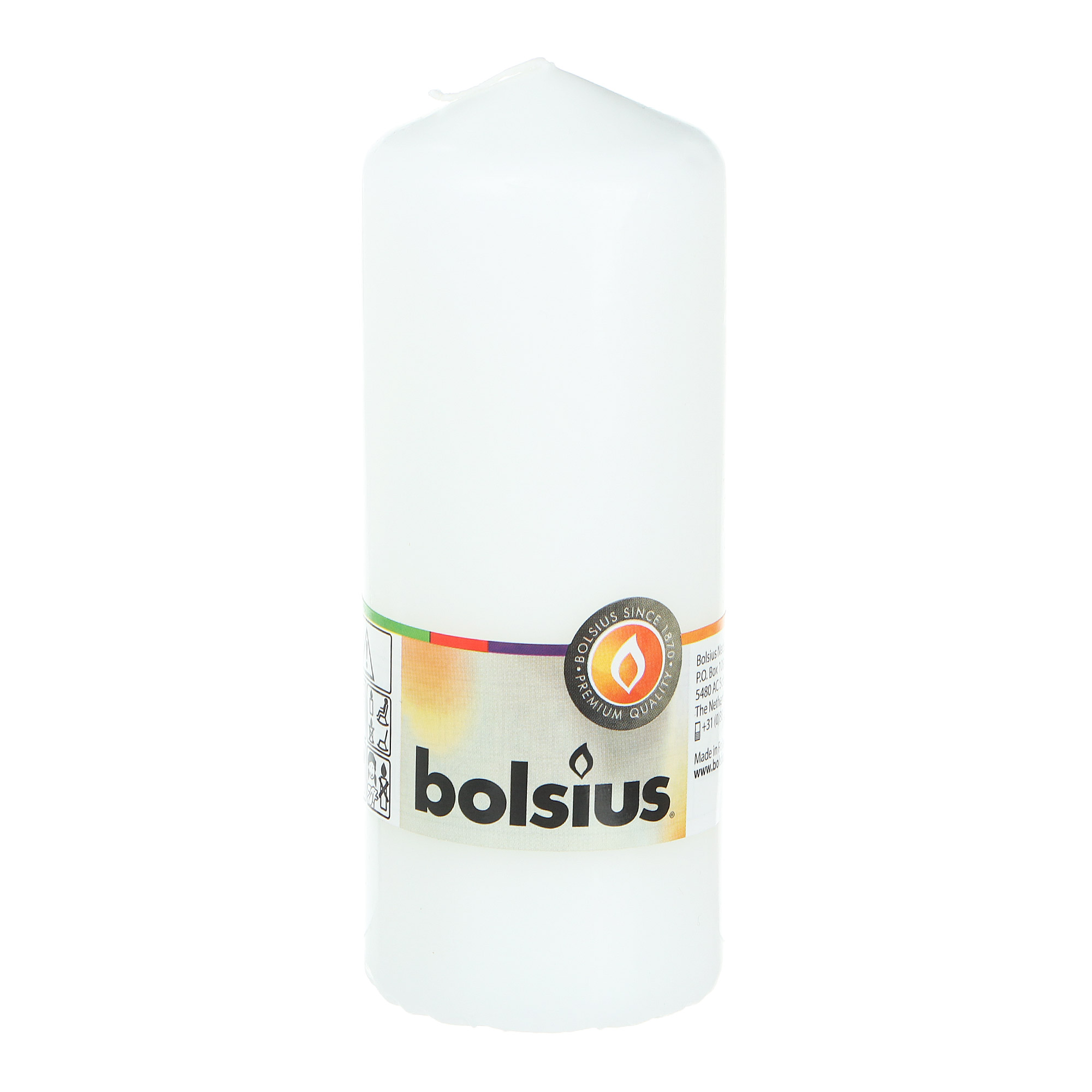 Свеча Bolsius 15х6 см белая