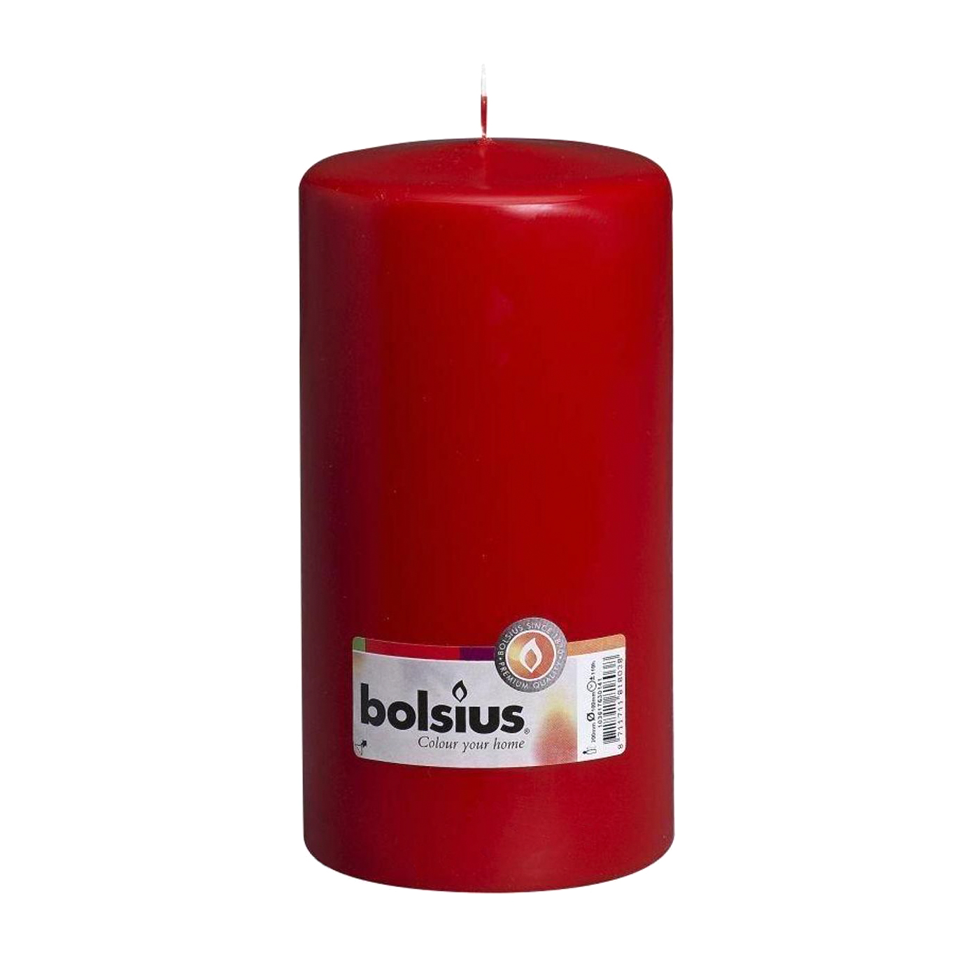 Свеча Bolsius 20x10 см красная