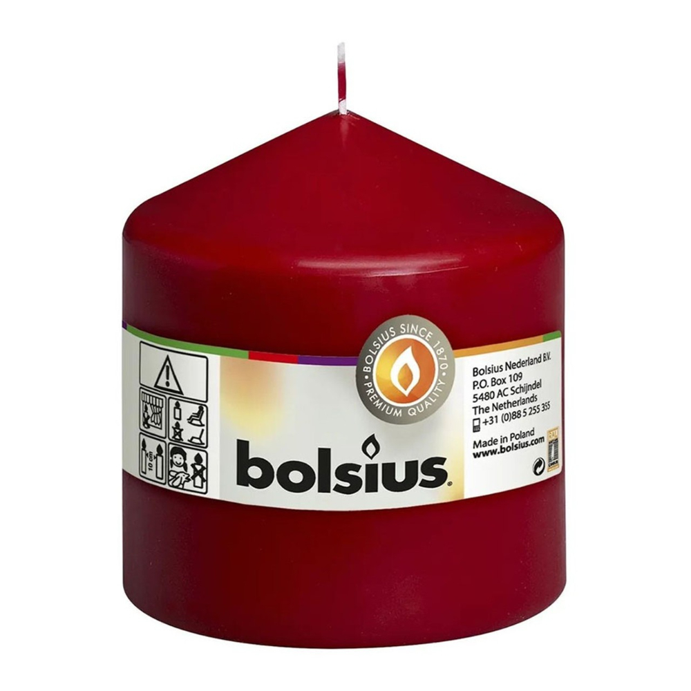 Свеча Bolsius бордовая 10х10 см