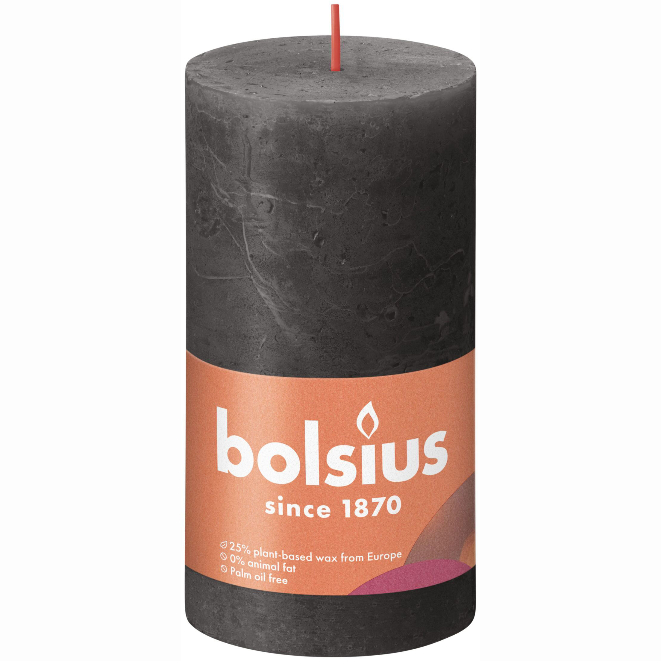 Свеча Bolsius Rustic 13х6,8 см Shine буро-серая