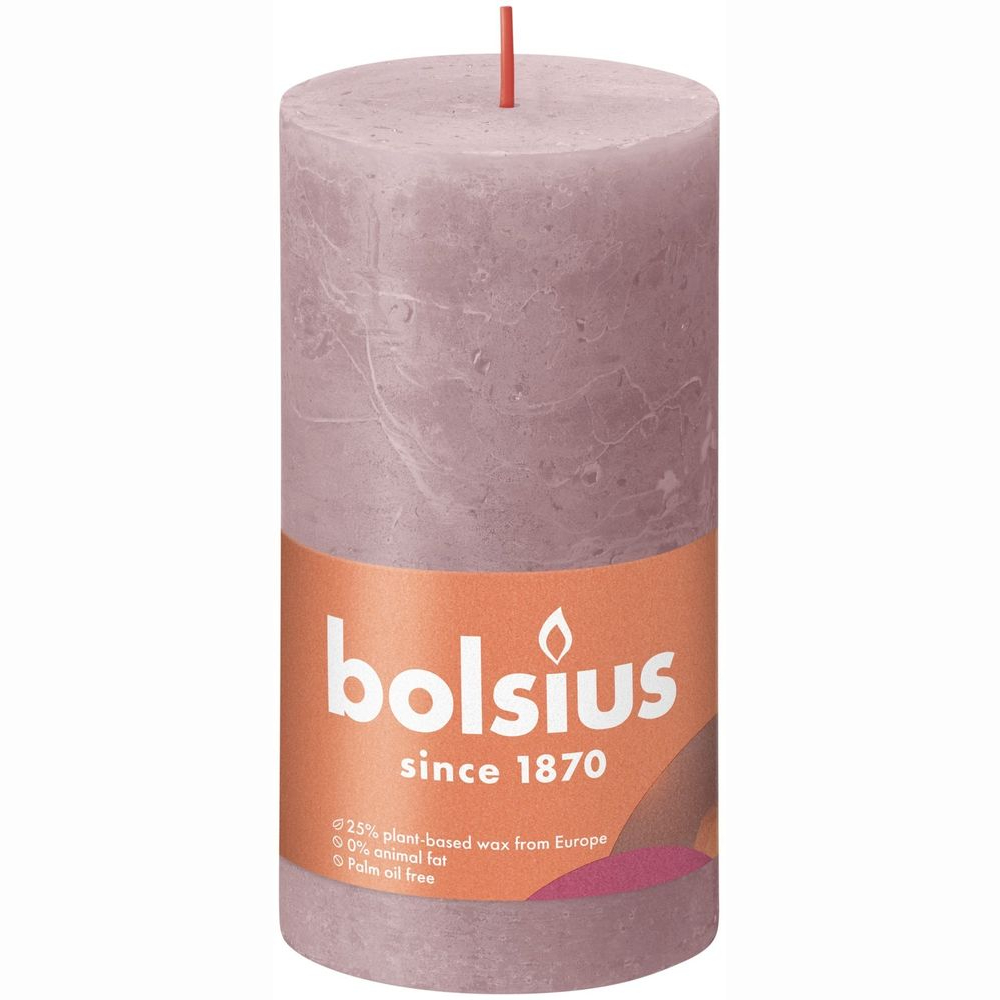 Свеча Bolsius Rustic 13х6,8 см Shine пепельная роза