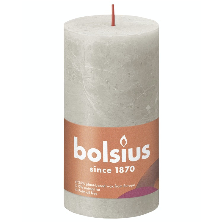 Свеча Bolsius Rustic 13х6,8 см Shine песочно-серая