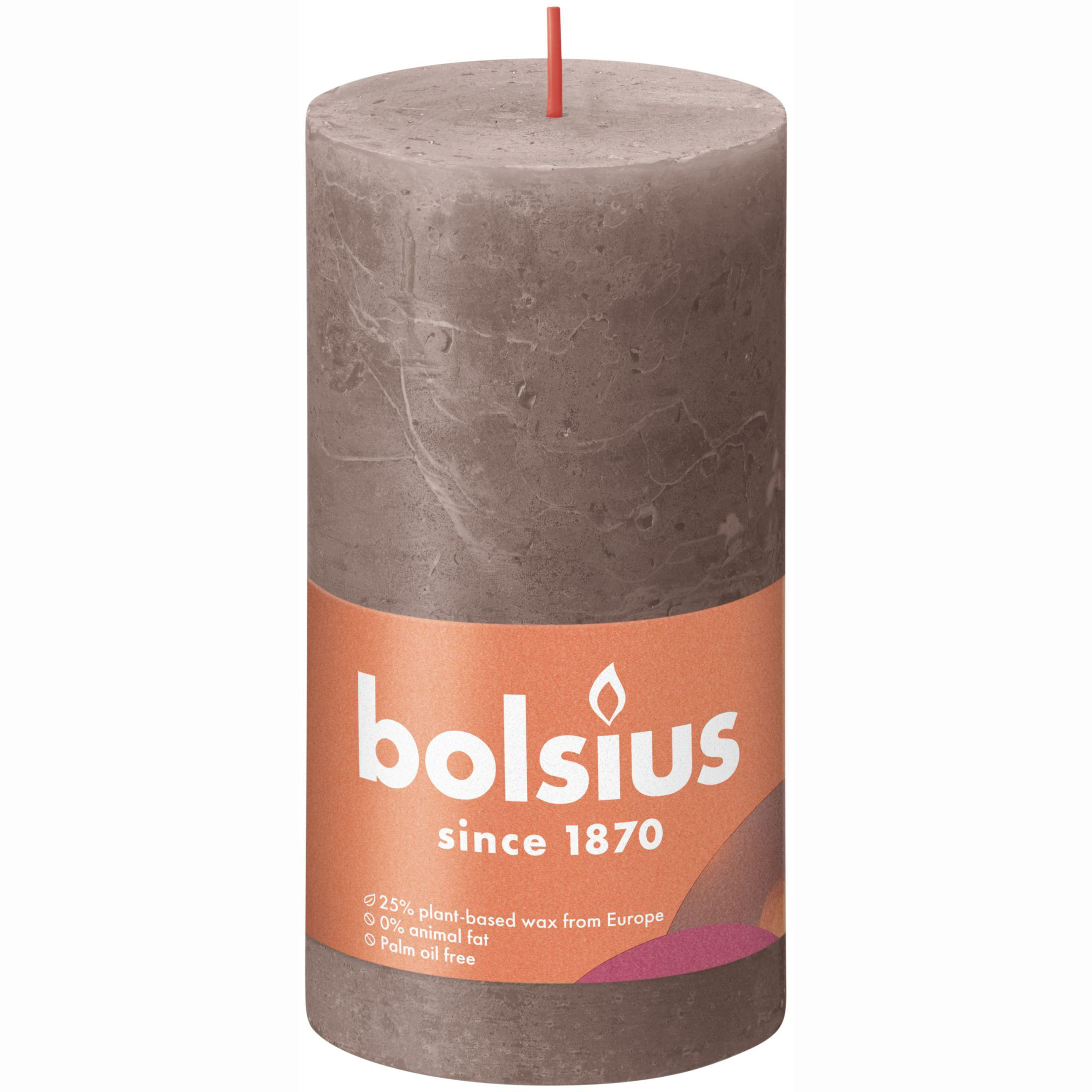 Свеча Bolsius Rustic 13х6,8 см Shine темно-серая