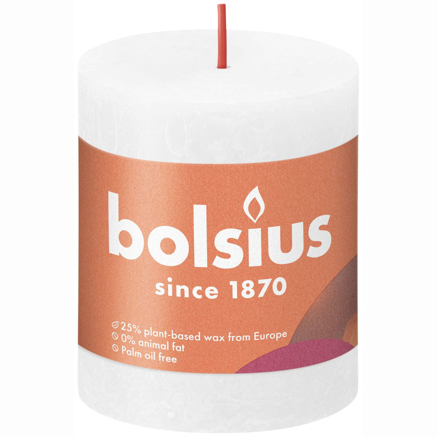 Свеча Bolsius Rustic 8х6,8 см Shine белая