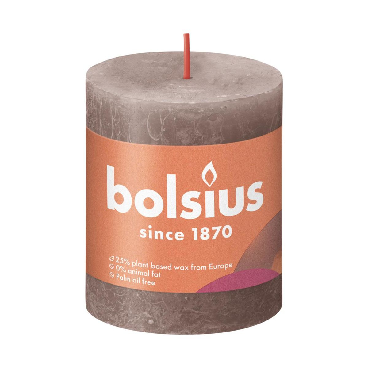 Свеча Bolsius Rustic 8х6,8 см Shine темно-серая