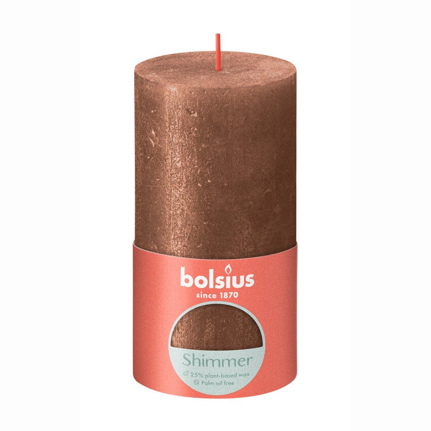 Свеча Bolsius Rustic Metallic Shimmer 13х6,8 см медная