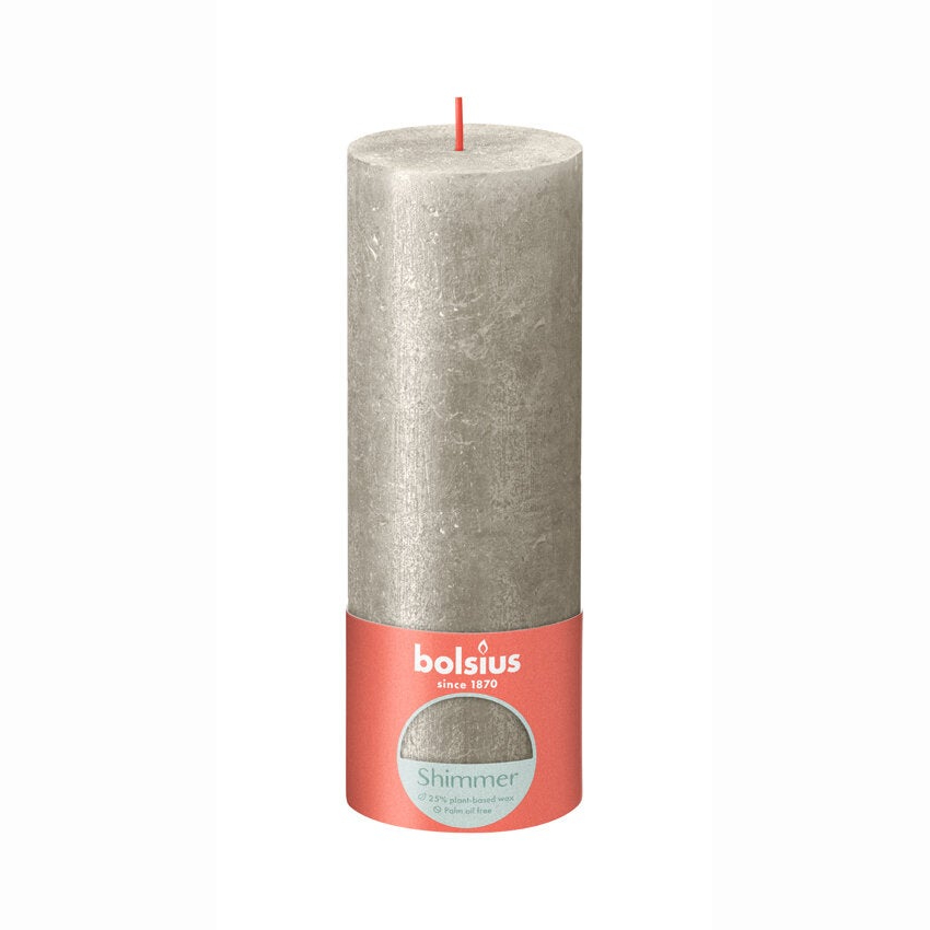 Свеча Bolsius Rustic Metallic Shimmer 19х6,8 см серебряная