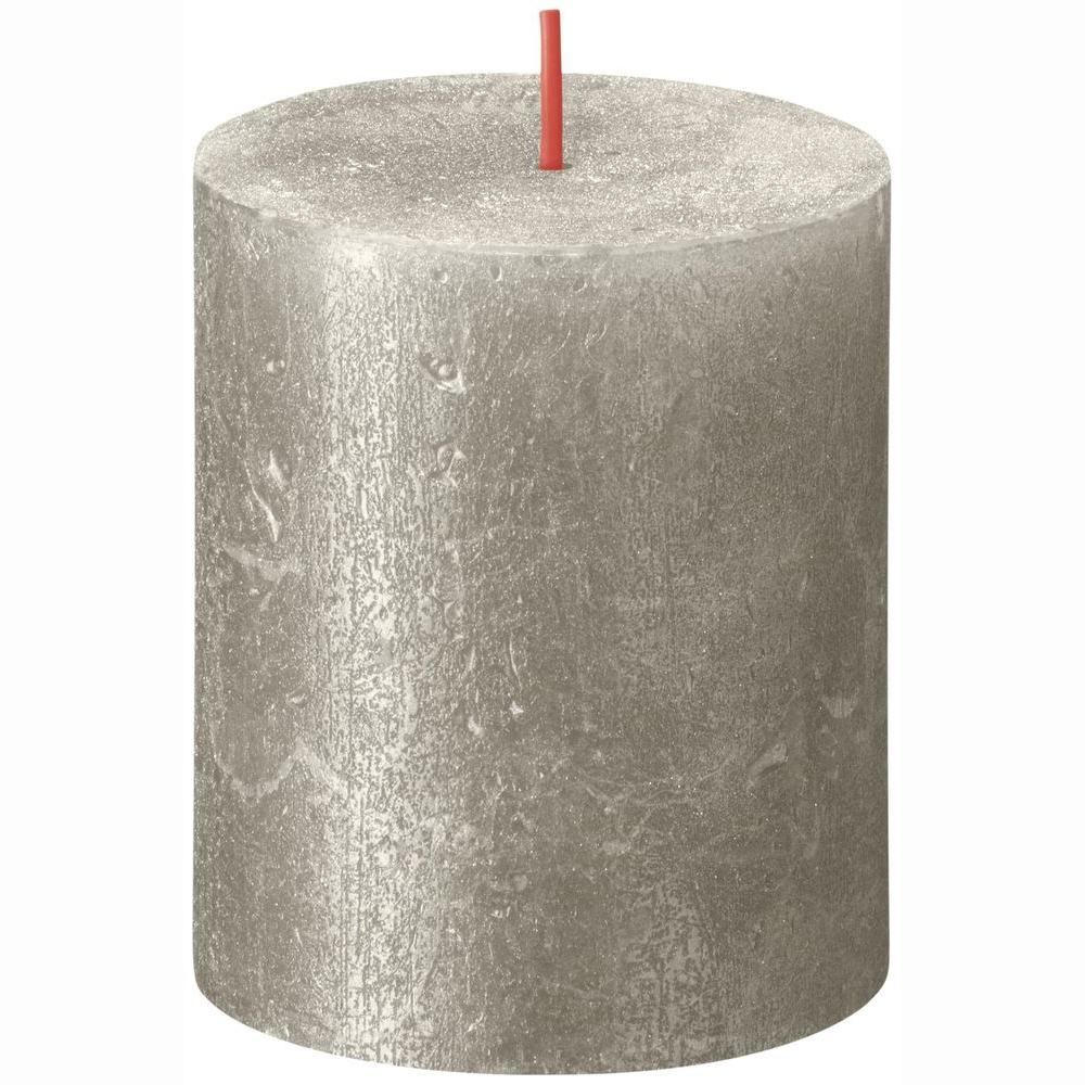 Свеча Bolsius Rustic Metallic Shimmer 8х6,8 см серебряная