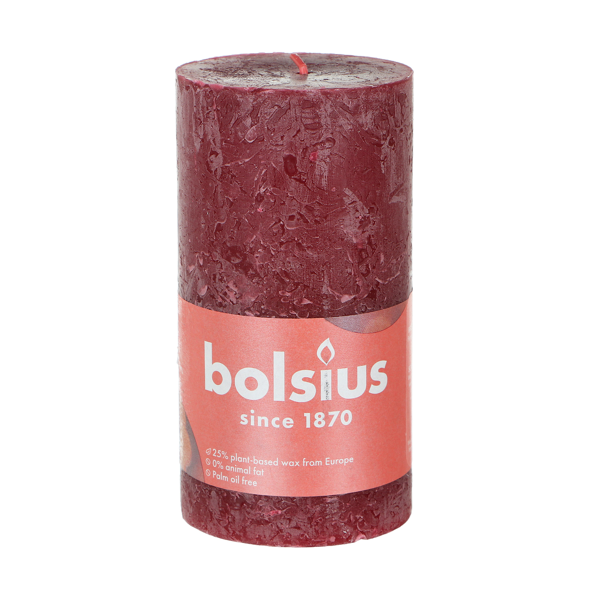 Свеча Bolsius shine 13х6,8 см красная бархат