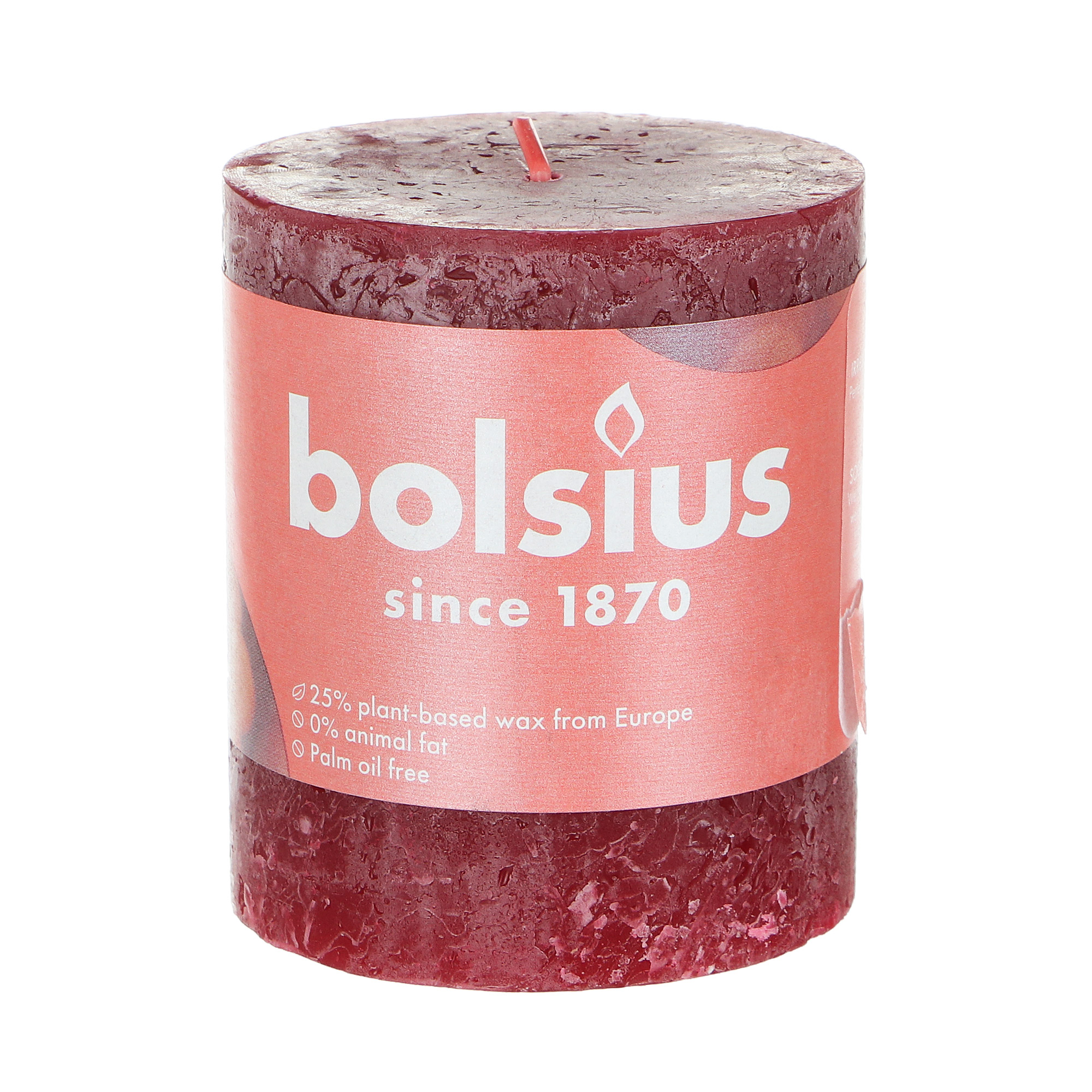 Свеча Bolsius shine 8х6,8 см красная бархат