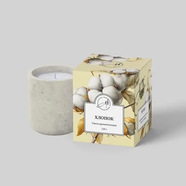 Свеча чайная ароматическая в гипсе Хлопок Aroma Harmony ø6.3 см цвет кремовый