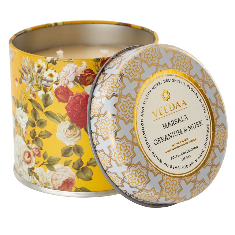 Свеча в жестяной банке Veedaa Marsala Geranium & Musk (8906136680166)