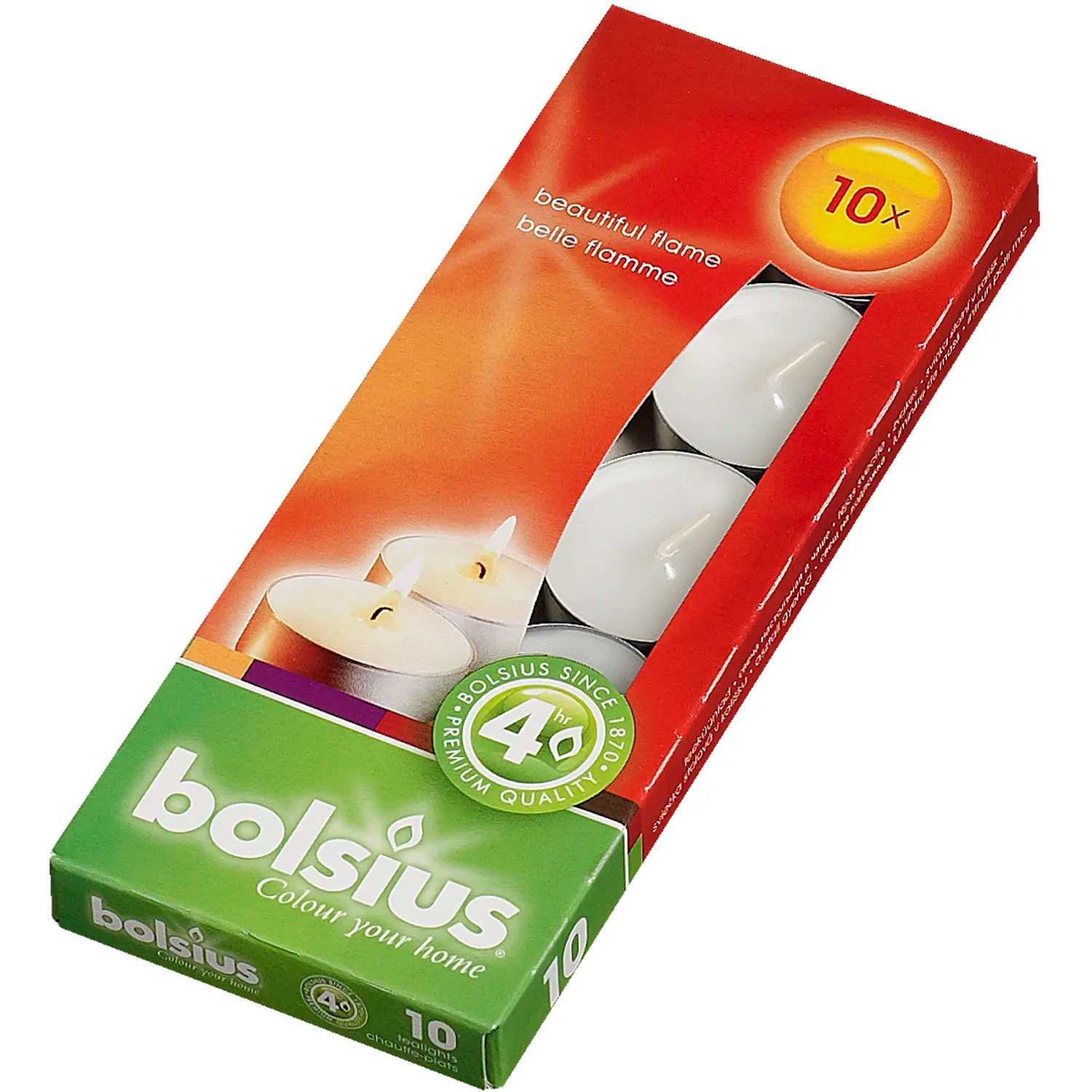 Свечи чайные Bolsius 10 шт 4 часа белые