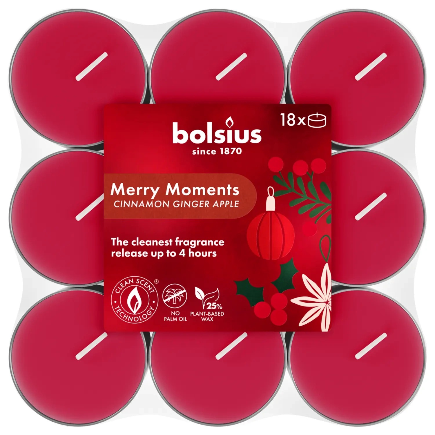 Свечи чайные Bolsius merry moments, 4 часа, 18 шт