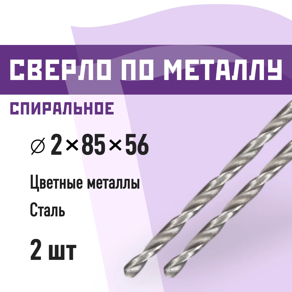 Сверло по металлу спиральное КМ 2х85 мм (2 шт.) (966045)