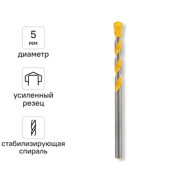 Сверло спиральное по бетону Kranz 5x85 мм