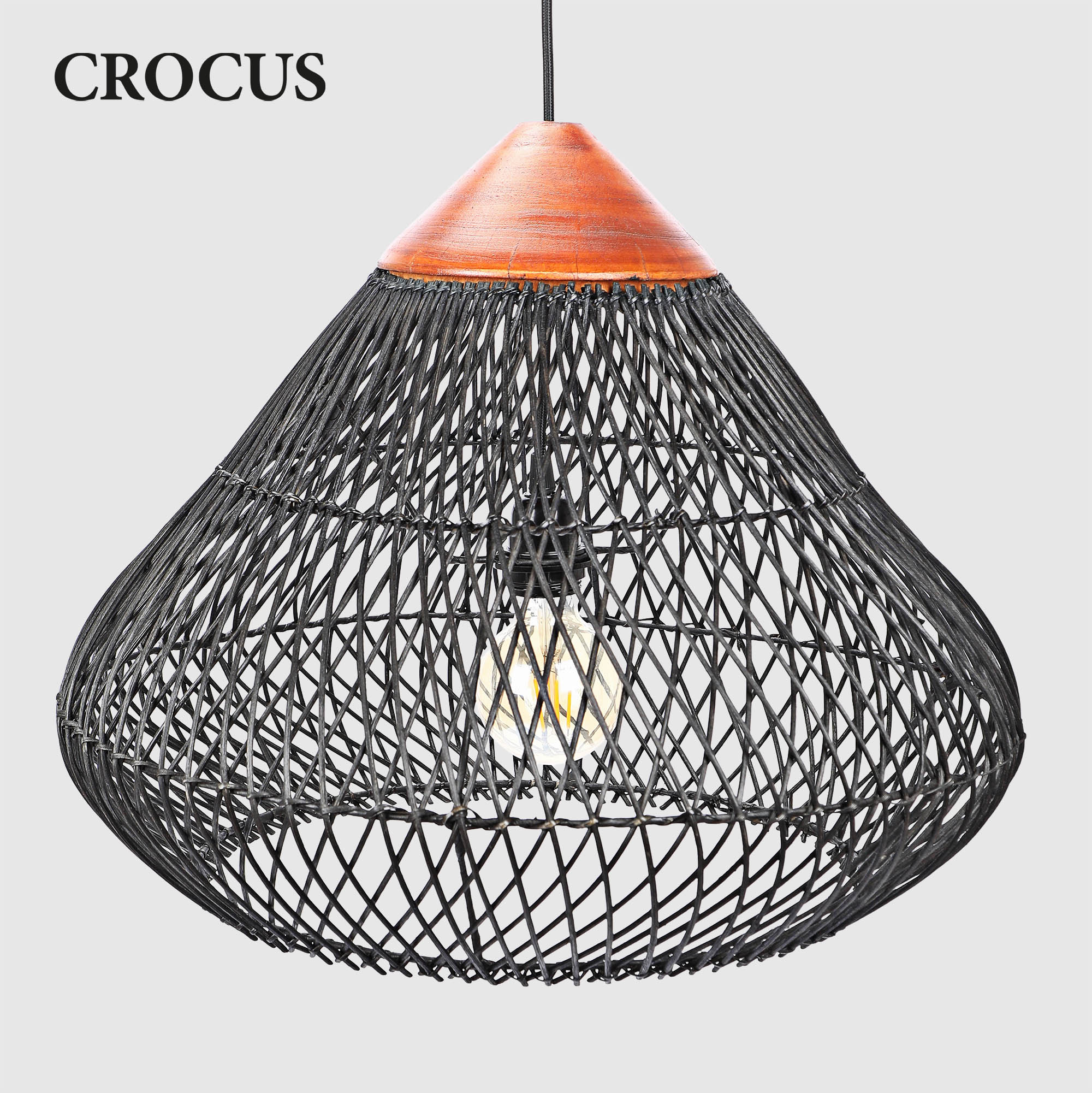 Светильник Crocus kubah hitam top kayu