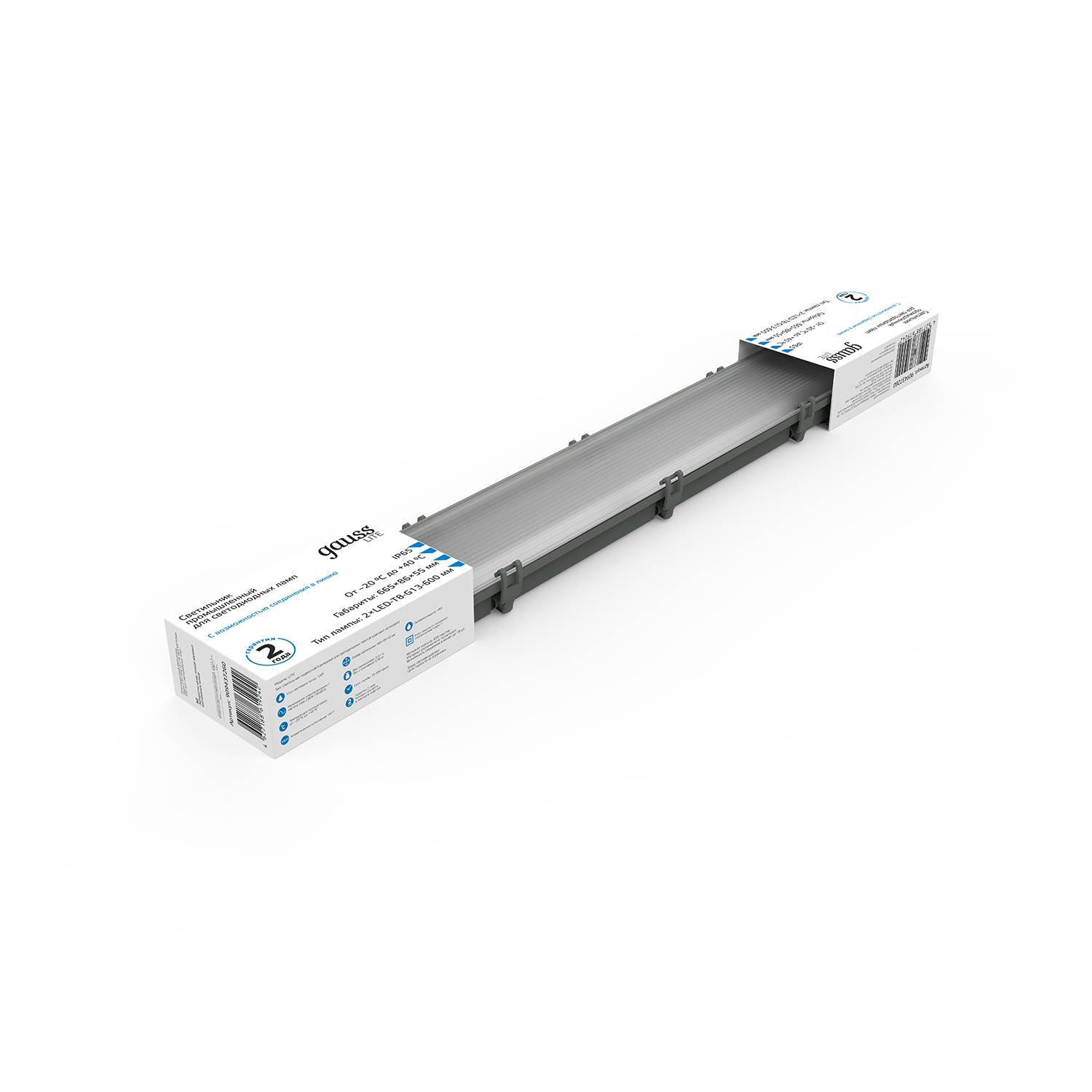 Светильник Gauss 909437260 IP65 Т8 2x600 мм