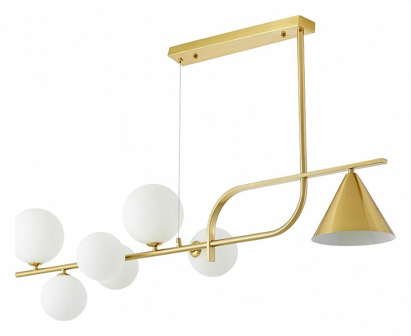 Светильник на штанге LUMINA DECO AMADEO LDP 7036-7 MD+WT цвет плафона/подвески Белый, Медь, цвет арматуры Латунь
