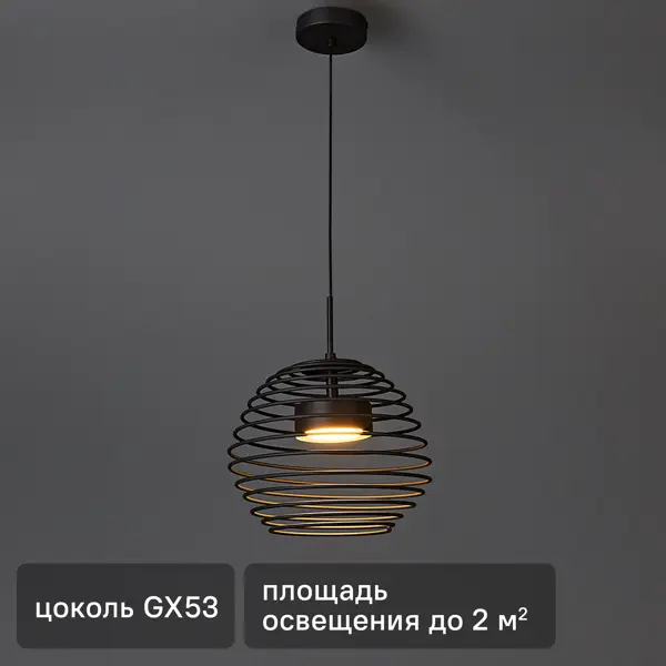 Светильник подвесной FR5496PL-01B 1 лампа 2 м² цвет черный