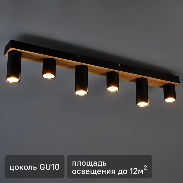 Светильник потолочный Moderni Pine 6573/6C 6 ламп 12 м² цвет черный