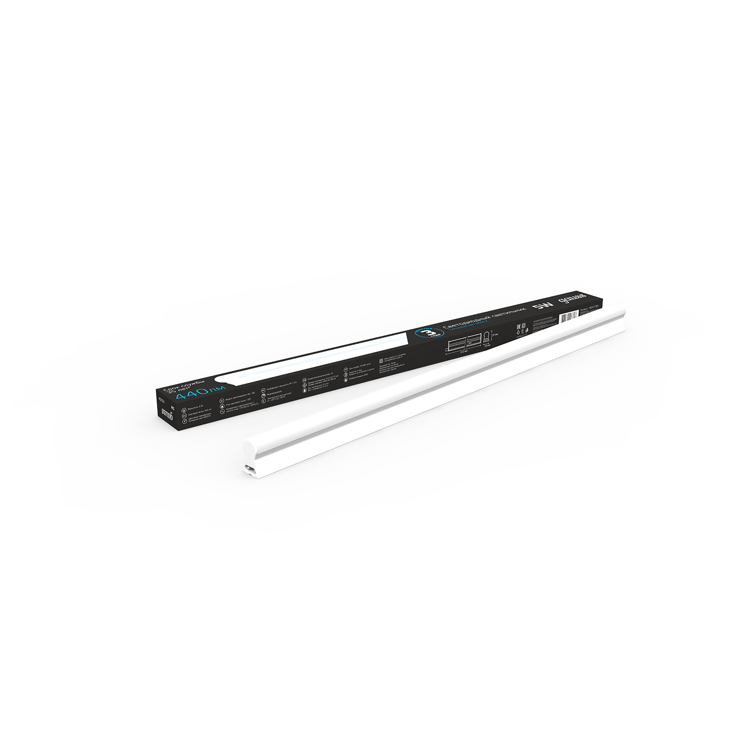Светильник с кнопкой Gauss TL линейный 5W 440lm 6500K IP20 312х22х37 (к.п. 1м, Коннект2шт, креп 1шт) LED