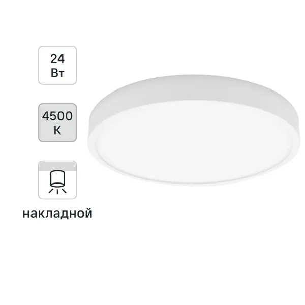 Светильник точечный светодиодный накладной Apeyron 06-42, 19.2 м², нейтральный белый свет, цвет белый