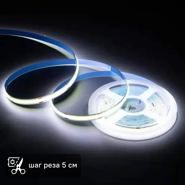 Светодиодная лента Apeyron LED COB 24В 10 мм 2м 11 Вт/м 352диод/м 1000 лм/м 6500 К холодный белый свет