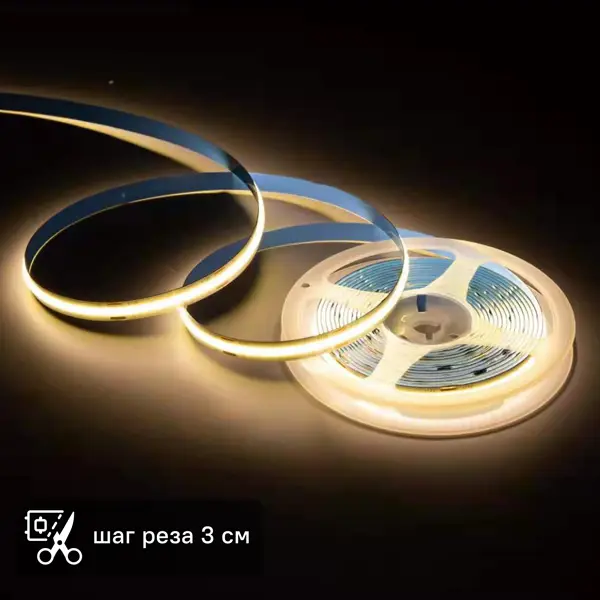 Светодиодная лента Apeyron LED COB 24В 10 мм 2м 14 Вт/м 60диод/м 1200 лм/м 3000 К теплый белый свет