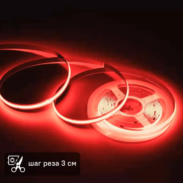 Светодиодная лента Apeyron LED COB 24В 10 мм 5м 14 Вт/м 60диод/м красный свет