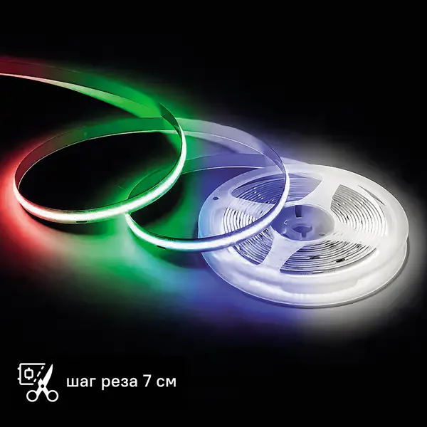 Светодиодная лента для контурной подсветки Apeyron LED COB 24В 12 мм 5м 19 Вт/м 784диод/м 1000 лм/м IP67 4000 К RGBW