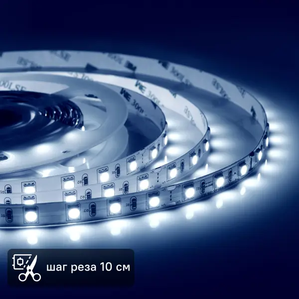 Светодиодная лента для подсветки рабочей зоны Apeyron SMD5050 24В 10мм 1м 15Вт/м 60диод/м 800лм/м 6500К холодный свет