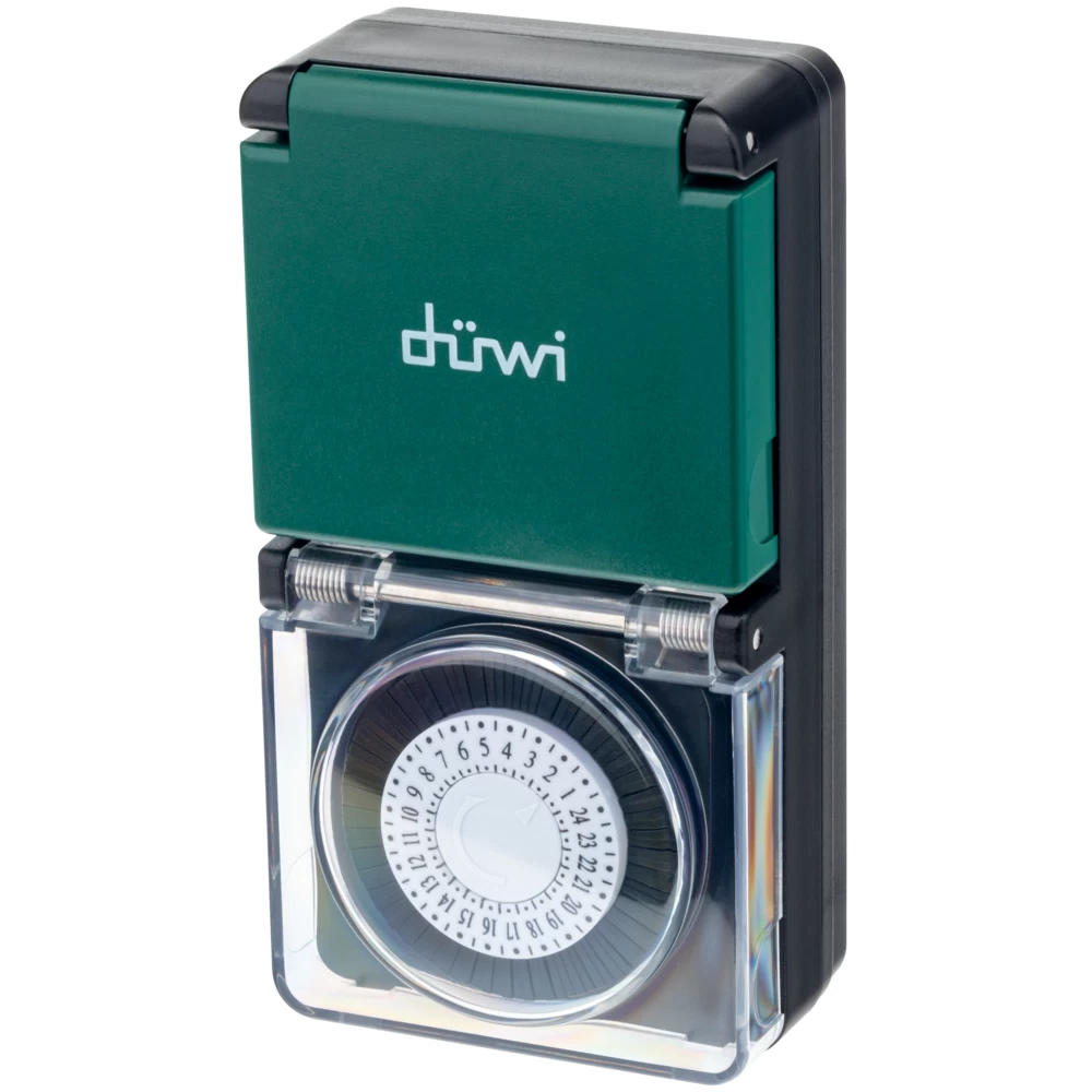 Таймер механический Duwi Profi IP44 влагозащищенный с крышкой черный (25804 9)