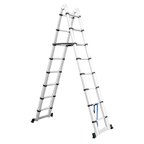 Телескопическая алюминиевая лестница DILWIS 2x8 ступеней 5 м