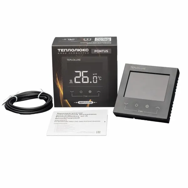 Терморегулятор для теплого пола Теплолюкс Pontus Space WI-FI сенсорный цвет черный
