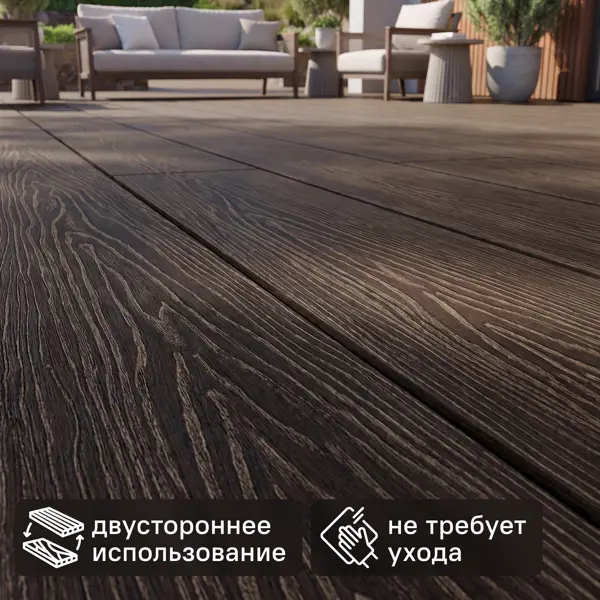 Террасная доска ДПК Decking Smart цвет Венге 4000x150x24 мм 0.6 м²