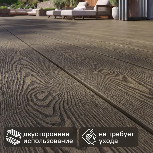 Террасная доска ДПК Holzhof Classic цвет Венге 3000x153x28 мм структура дерева 0.459 м²