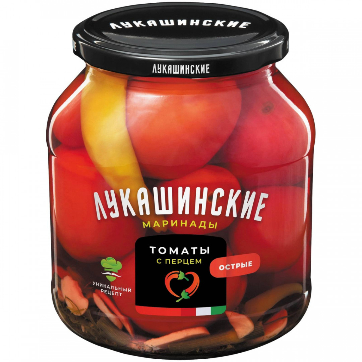 Томаты Лукашинские маринованные острые с перцем 670 г