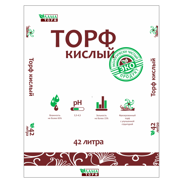 торф ЛАМАТОРФ кислый 42л