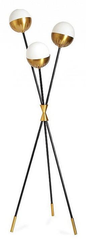 Торшер Imperiumloft Caracas Tripod 41.081-0 цвет плафона/подвески Белый, Латунь, цвет арматуры Латунь, Черный