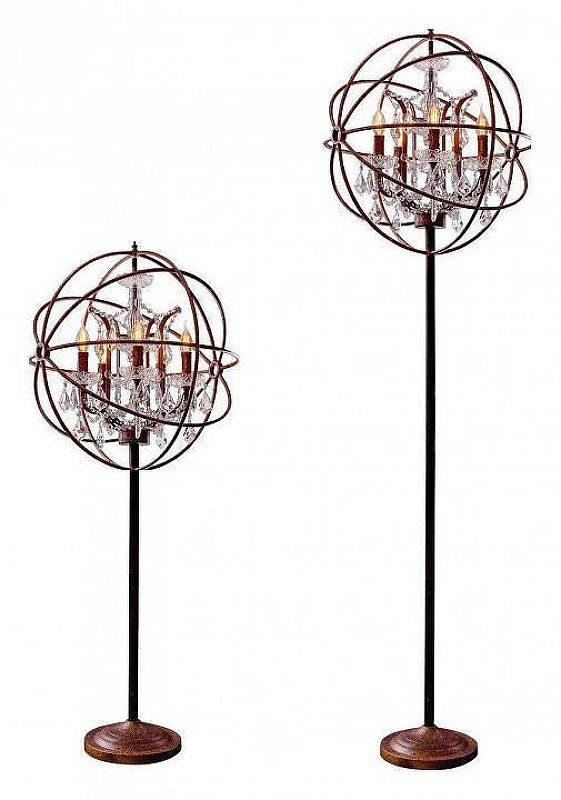 Торшер Loft it Foucaults Orb Crystal LOFT1897FT цвет плафона/подвески Прозрачный, цвет арматуры Коричневый