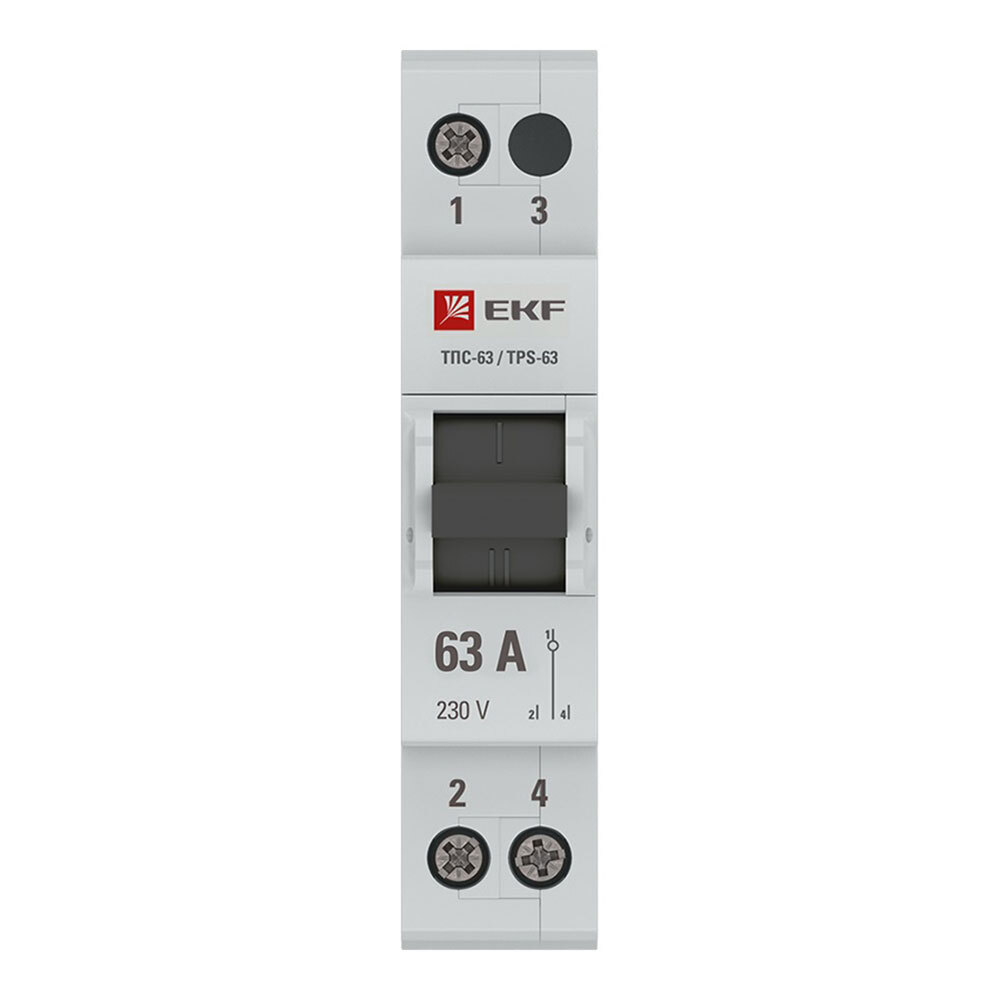 Трехпозиционный переключатель EKF PROxima ТПС-63 1Р 63А 230 В на DIN-рейку (TPS163)
