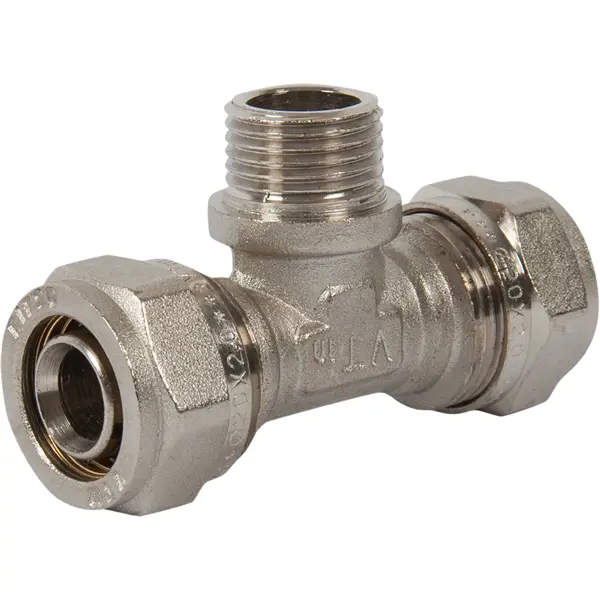 Тройник комбинированный Valtec 20x1/2"x20 мм НР никелированная латунь VTM.333