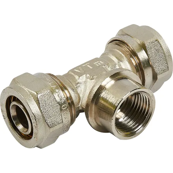 Тройник комбинированный Valtec 20x1/2"x20 мм ВР никелированная латунь VTM.332