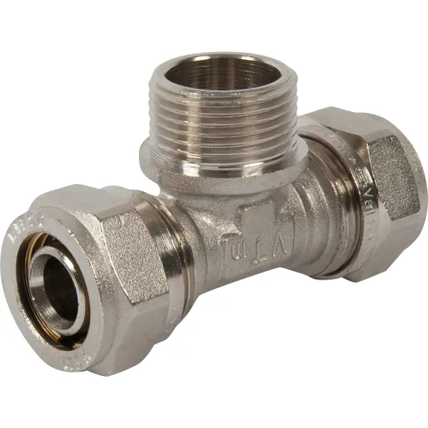 Тройник комбинированный Valtec 20x3/4"x20 мм НР никелированная латунь