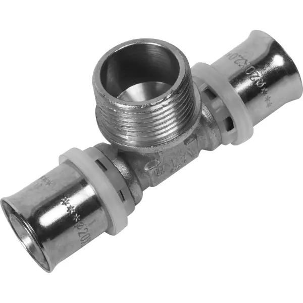 Тройник комбинированный Valtec 20x3/4"x20 мм НР никелированная латунь VTM.233.N.200520