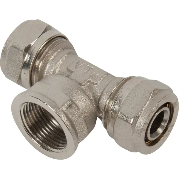 Тройник комбинированный Valtec 20x3/4"x20 мм ВР никелированная латунь VTM.332